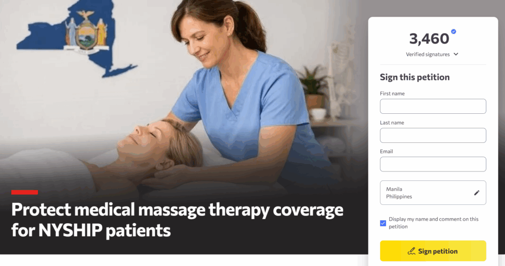 Protect medical massage therapy coverage for NYSHIP patients